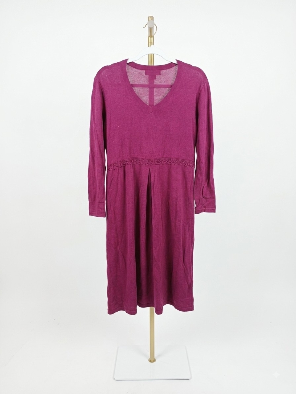 April Cornell Raspberry Button-Front Long-Sleeve Dress - Picture 2 of 6